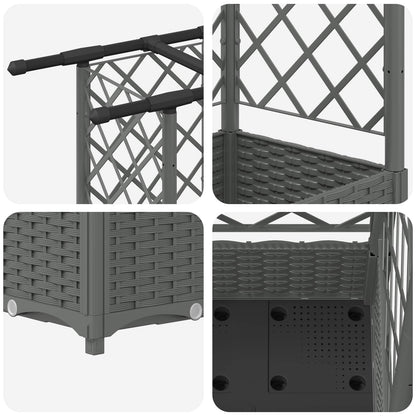 Raised Bed with Trellis and Roof Light Grey 164 x 40 x 121 cm