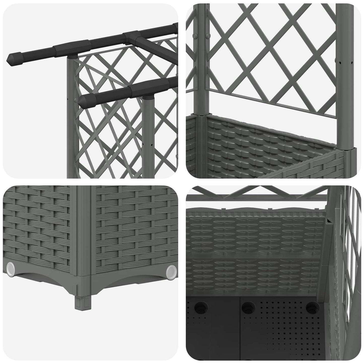 Raised Bed with Trellis and Roof Light Grey 124 x 40 x 136 cm