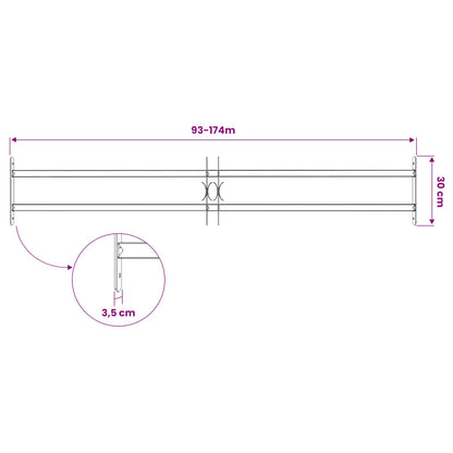 Security Grille for Windows with 2 Crossbars 93-174 cm