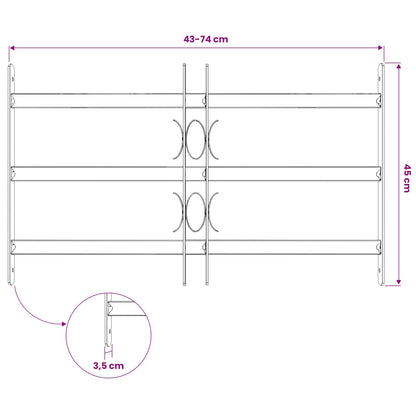 Security Grille for Windows with 3 Crossbars 43-74 cm