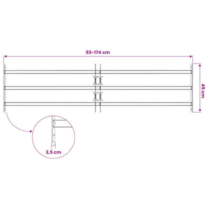Security Grille for Windows with 3 Crossbars 93-174 cm