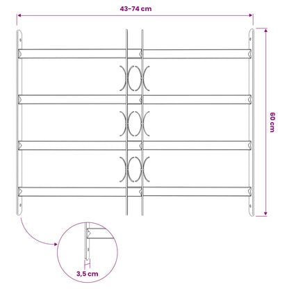 Security Grille for Windows with 4 Crossbars 43-74 cm