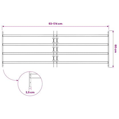 Security Grille for Windows with 4 Crossbars 93-174 cm