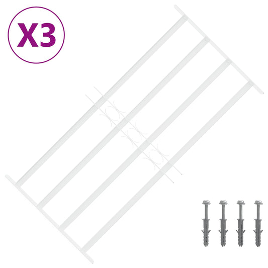 Security Grille for Windows with 4 Crossbars 3 pcs 63-114 cm