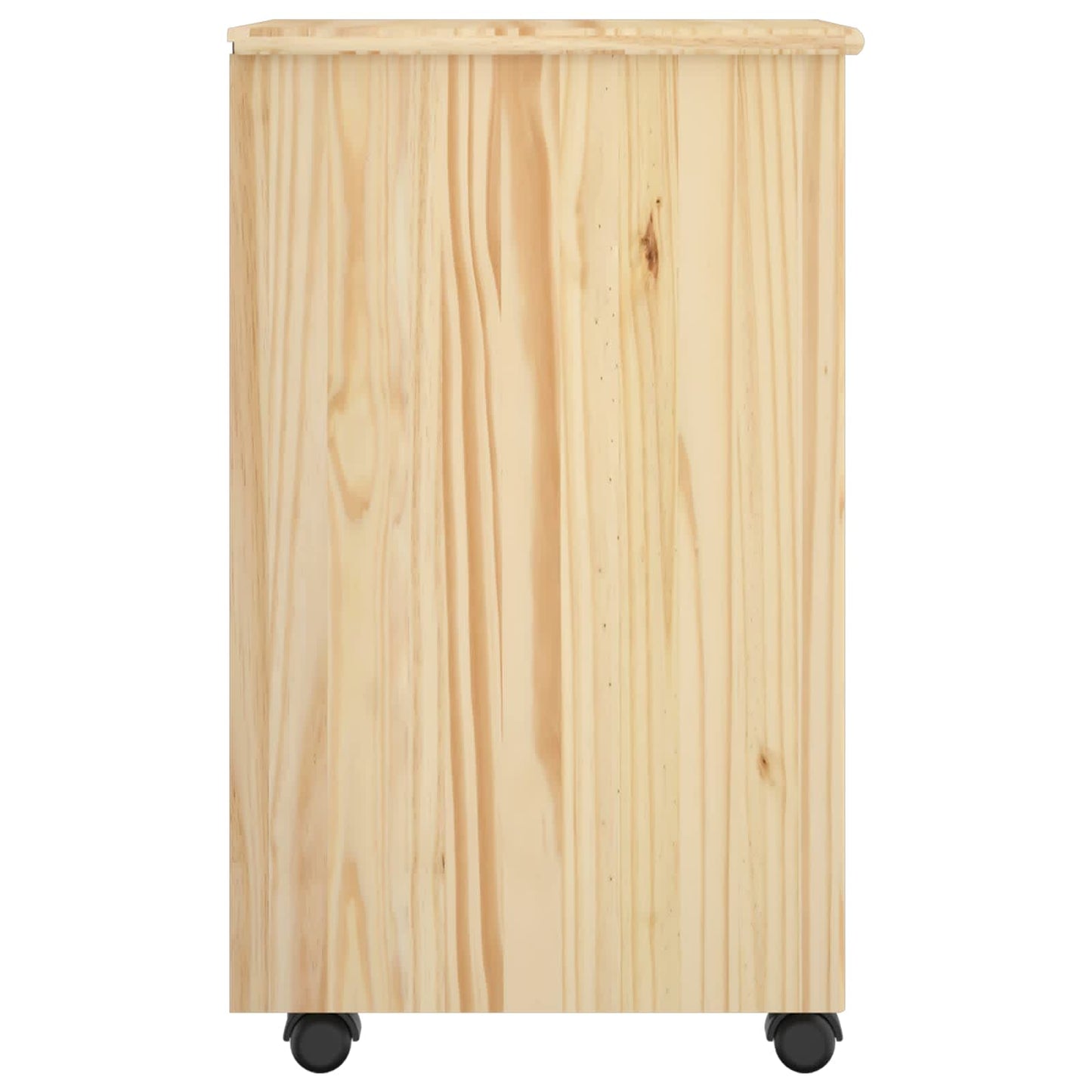 Rolling Cabinet Brown 65.5 x 34 x 39 cm Solid Pine Wood