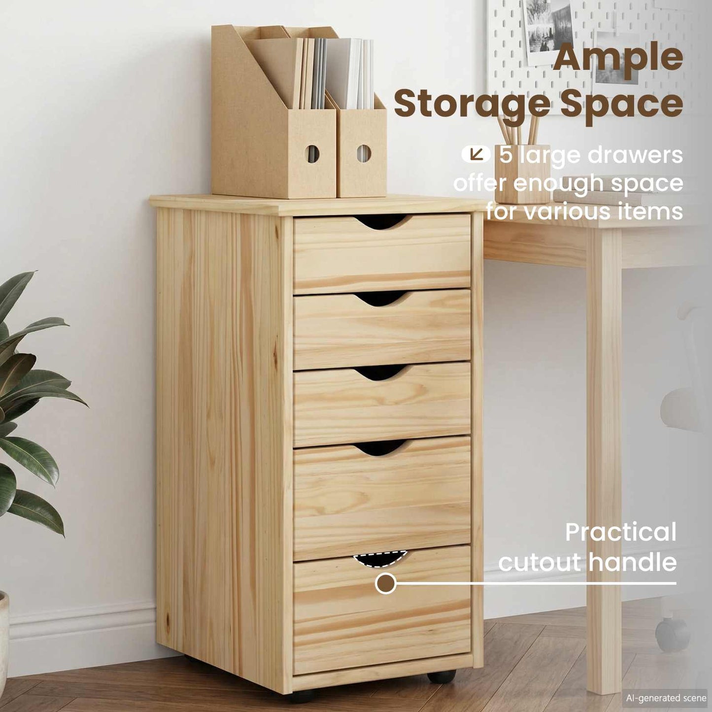 Cabinet Brown 34 x 39 x 61.5 cm Solid Pine Wood