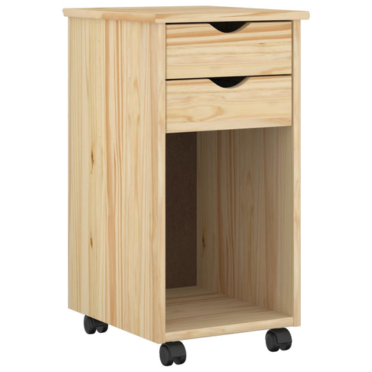 Rolling Cabinet 34 x 39 x 65.5 cm Solid Pine Wood Brown