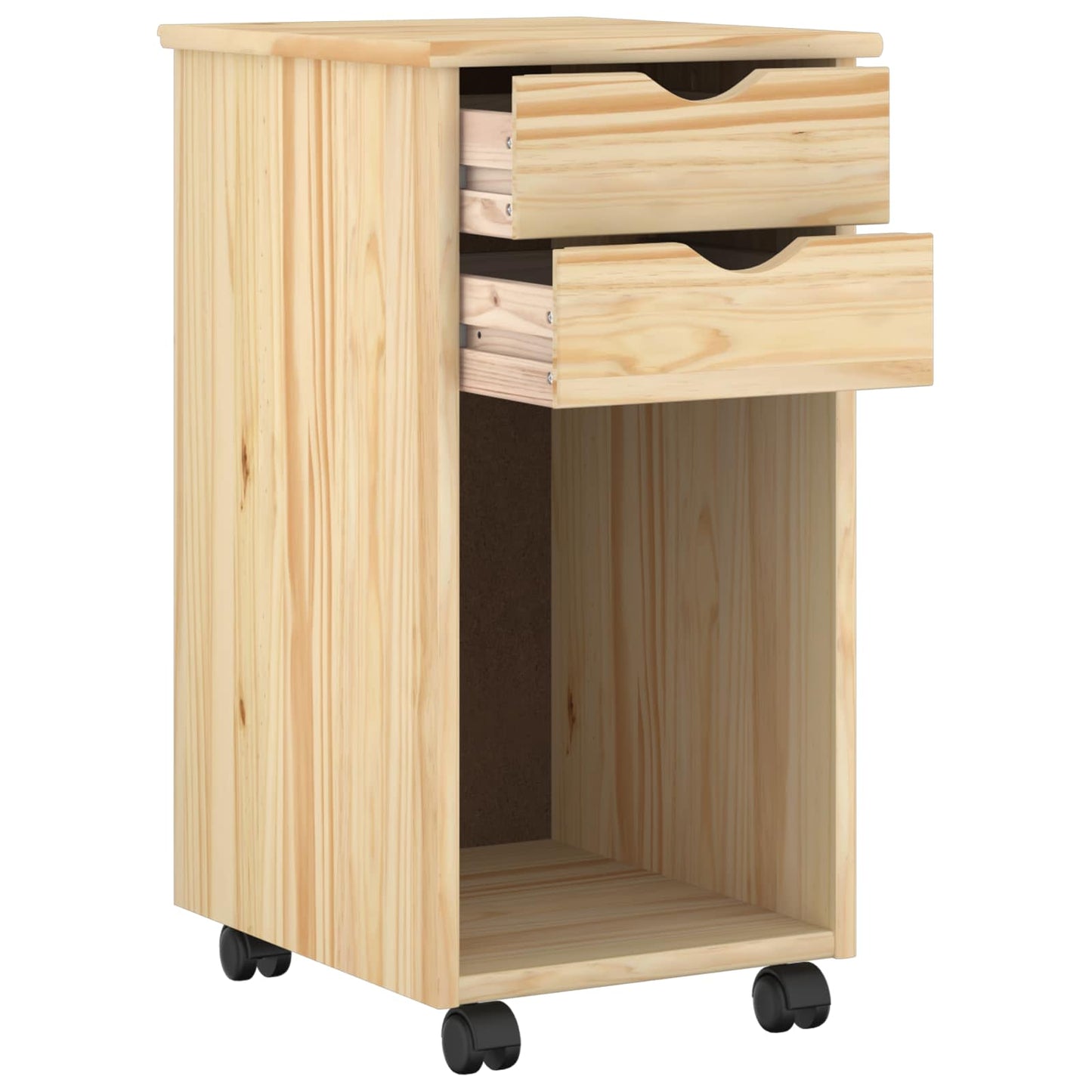 Rolling Cabinet Brown 34 x 39 x 65.5 cm Solid Pine Wood