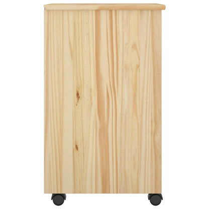 Rolling Cabinet Brown 34 x 39 x 65.5 cm Solid Pine Wood
