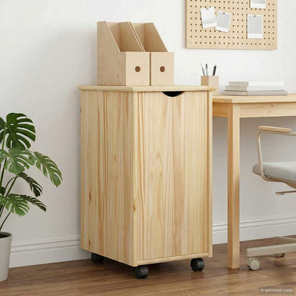 Rolling Cabinet Brown 34 x 39 x 65.5 cm Solid Pine Wood