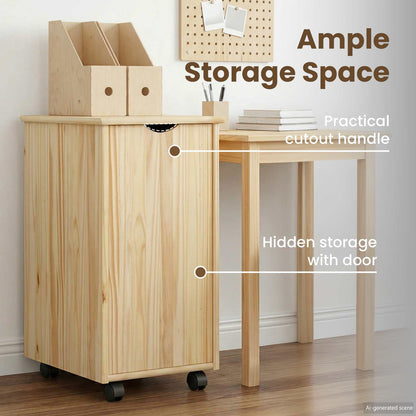 Rolling Cabinet Brown 34 x 39 x 65.5 cm Solid Pine Wood