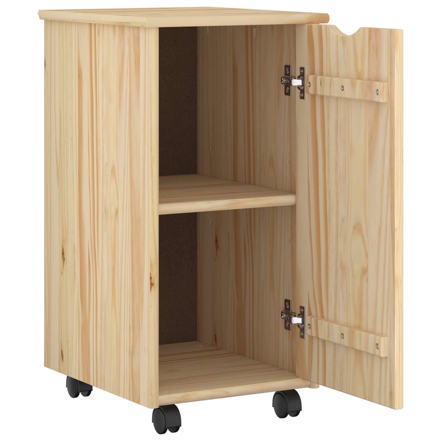 Rolling Cabinet Brown 34 x 39 x 65.5 cm Solid Pine Wood
