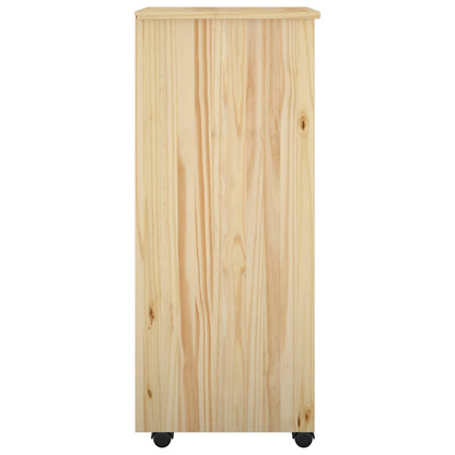 Rolling Cabinet Brown 34 x 39 x 93.5 cm Solid Pine Wood