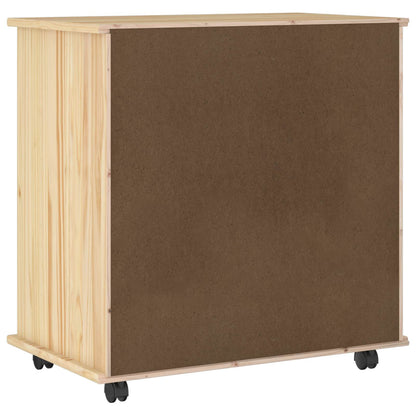 Rolling Cabinet Brown 63.5 x 39 x 65.5 cm Solid Pine Wood
