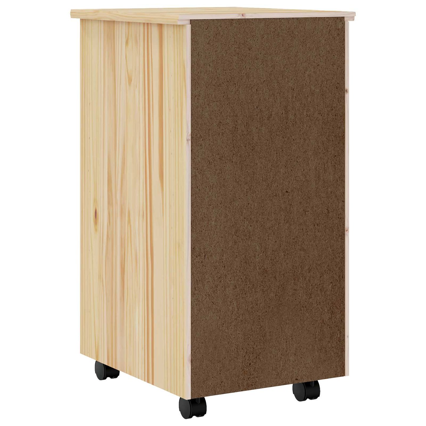 Rolling Cabinet with Drawers MOSS Clear Varnish Solid Pine wood