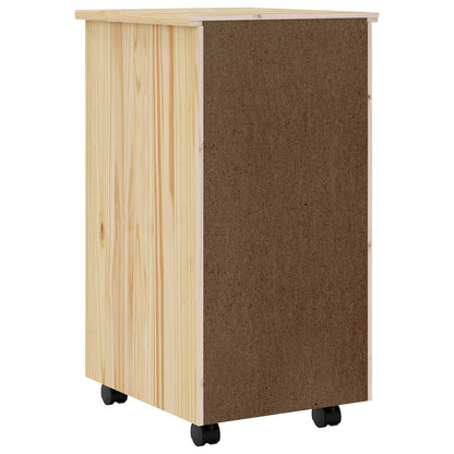 Rolling Cabinet with Drawers MOSS Clear Varnish Solid Pine wood