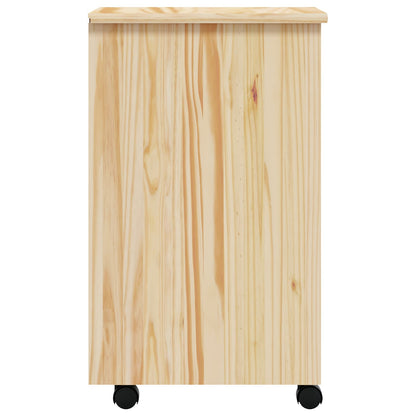 Rolling Cabinet with Drawers MOSS Clear Varnish Solid Pine wood