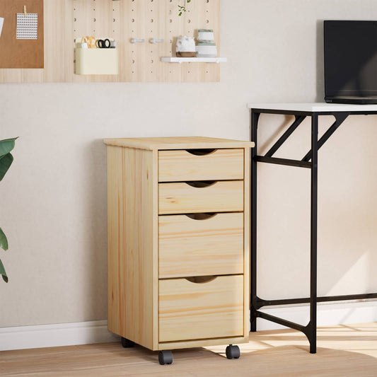Rolling Cabinet with Desk MOSS 34 x 39 x 65.5 cm Clear Varnish