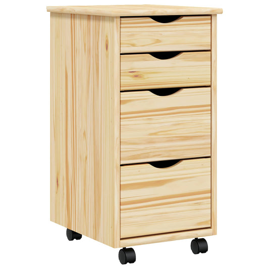 Rolling Cabinet with Desk MOSS 34 x 39 x 65.5 cm Clear Varnish