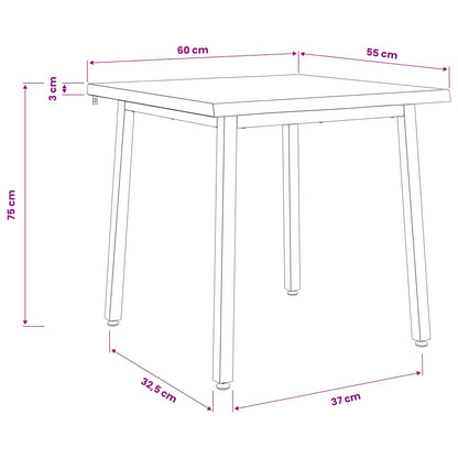 60 x 55 x 75 cm Solid Acacia Wood Natural and White Rectangular