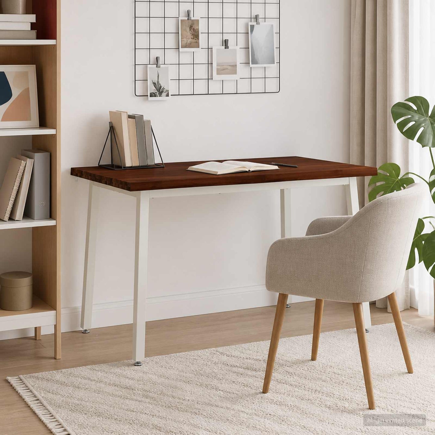 120 x 90 x 75 cm Solid Acacia Wood Dark Brown and White
