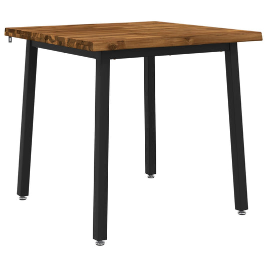 90 x 90 x 75 cm Solid Acacia Wood Natural and Black Square