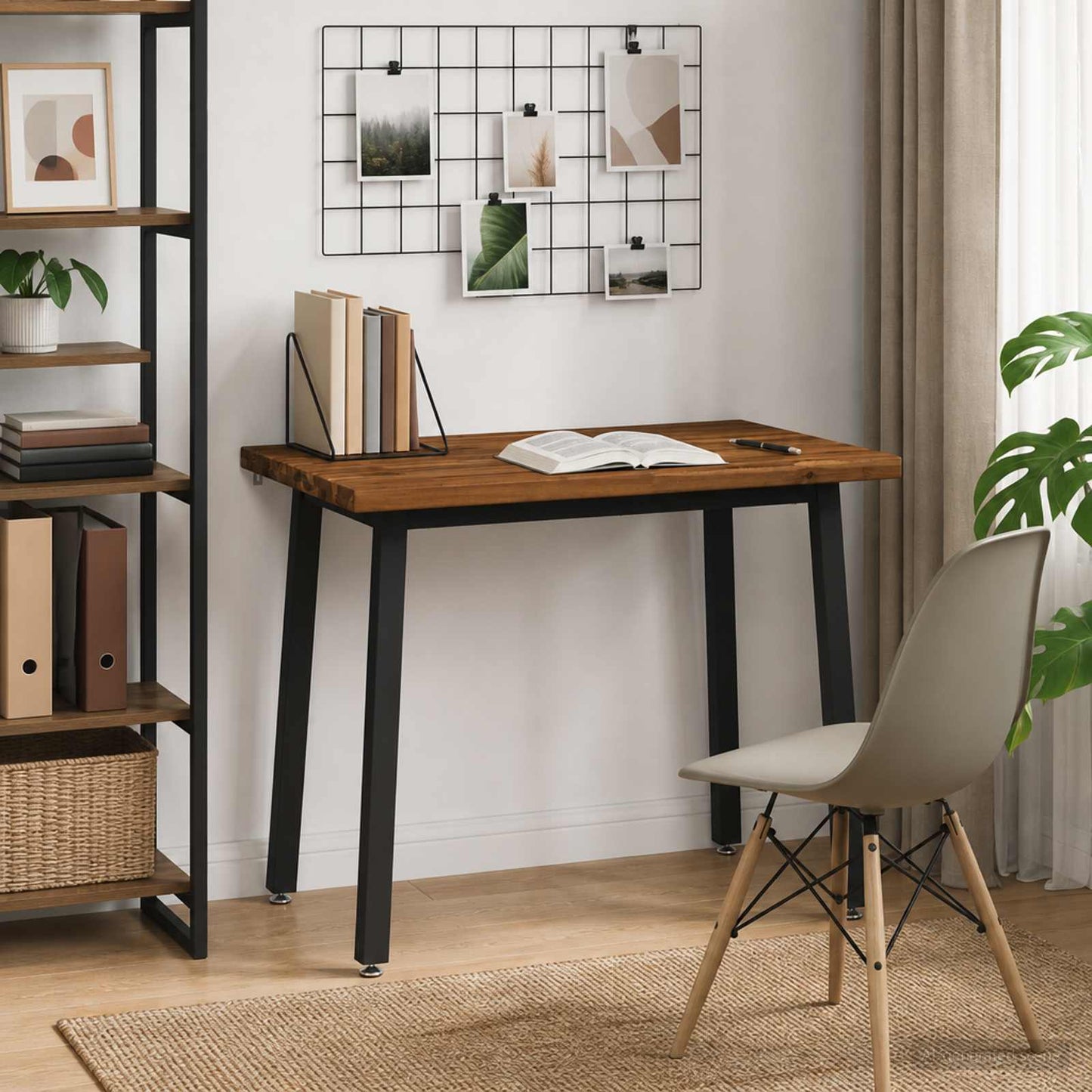 90 x 55 x 75 cm Solid Acacia Wood Natural and Black Rectangular