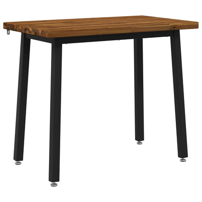 90 x 55 x 75 cm Solid Acacia Wood Natural and Black Rectangular