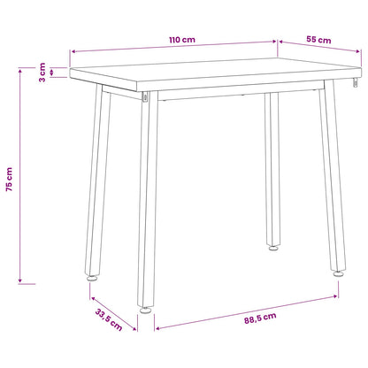 110 x 55 x 75 cm Solid Acacia Wood Natural and Black