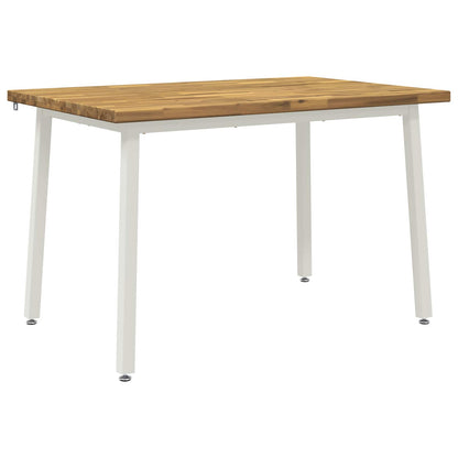 120 x 70 x 75 cm Solid Acacia Wood White Rectangular