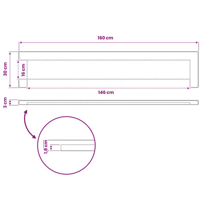 Rectangular Table Top 160 x 30 x 3.5 cm Rectangular White