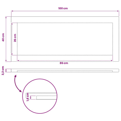 Rectangular Table Top 100 x 40 x 3.2 cm Rectangular