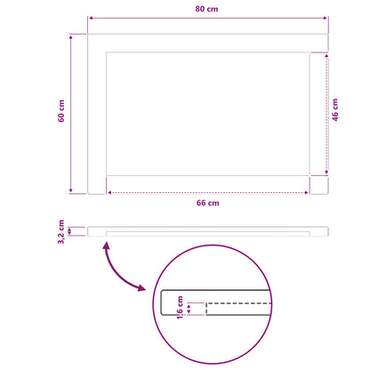 Rectangular Table Top 80 x 60 x 3.2 cm Rectangular