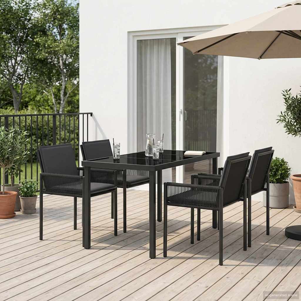 Garden Dining Set 13 pcs Black Poly Rattan