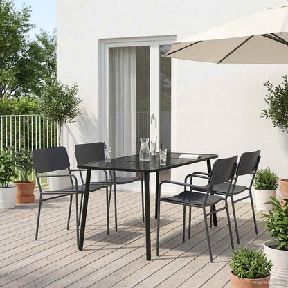 Dining Set 5 pcs Anthracite Steel