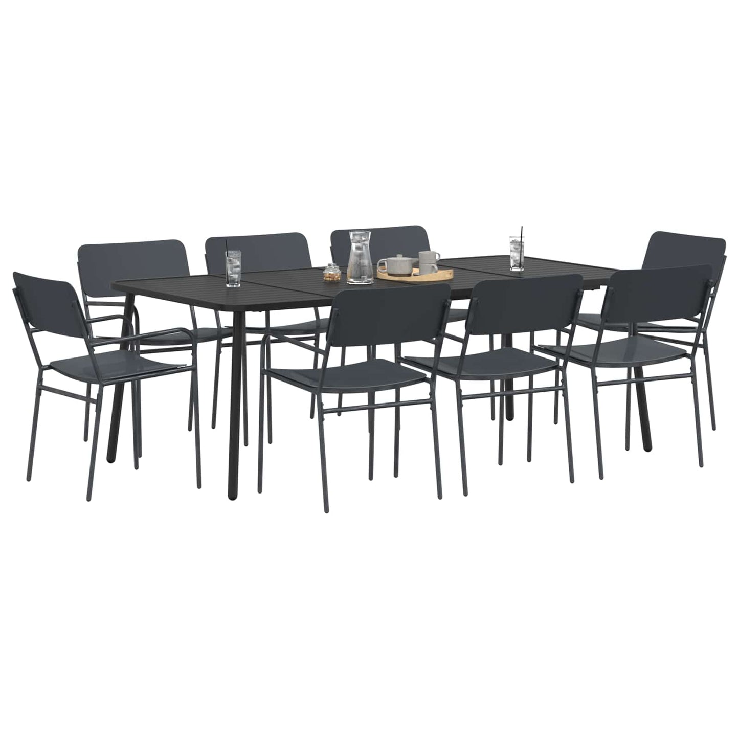 Dining Set 9 pcs Anthracite Steel