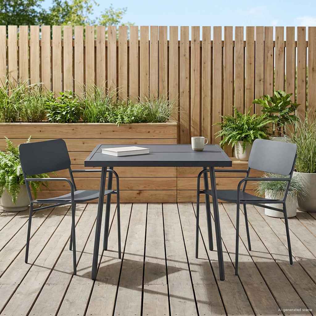 Dining Set 3 pcs Anthracite Steel