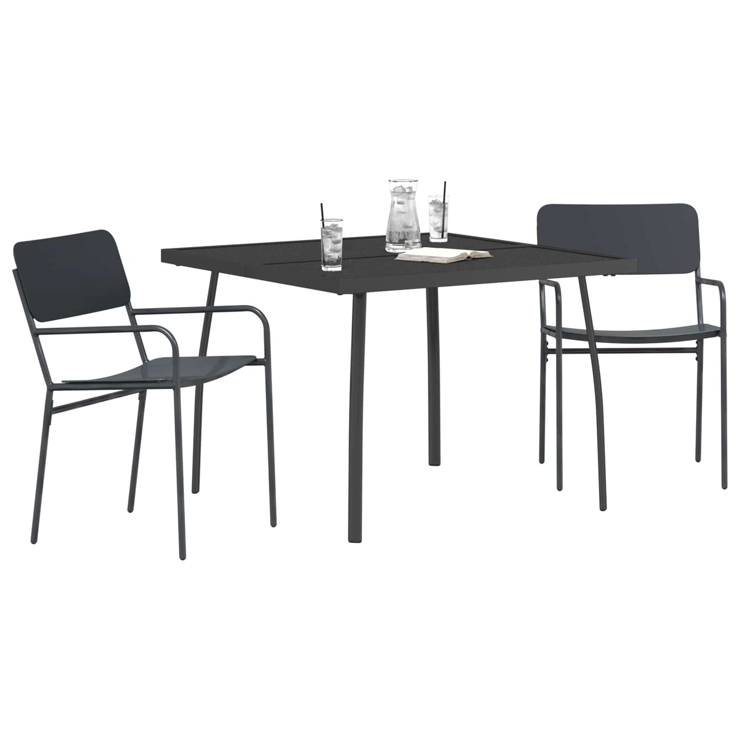 Dining Set 3 pcs Anthracite Steel
