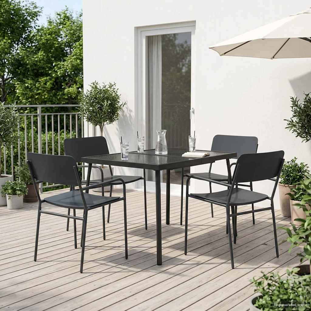 Dining Set 5 pcs Anthracite Steel