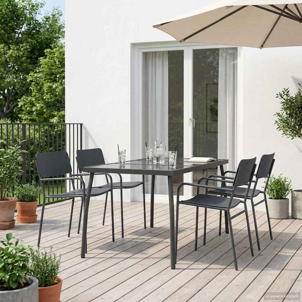 Dining Set 5 pcs Anthracite Steel