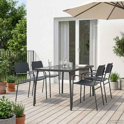 Dining Set 5 pcs Anthracite Steel