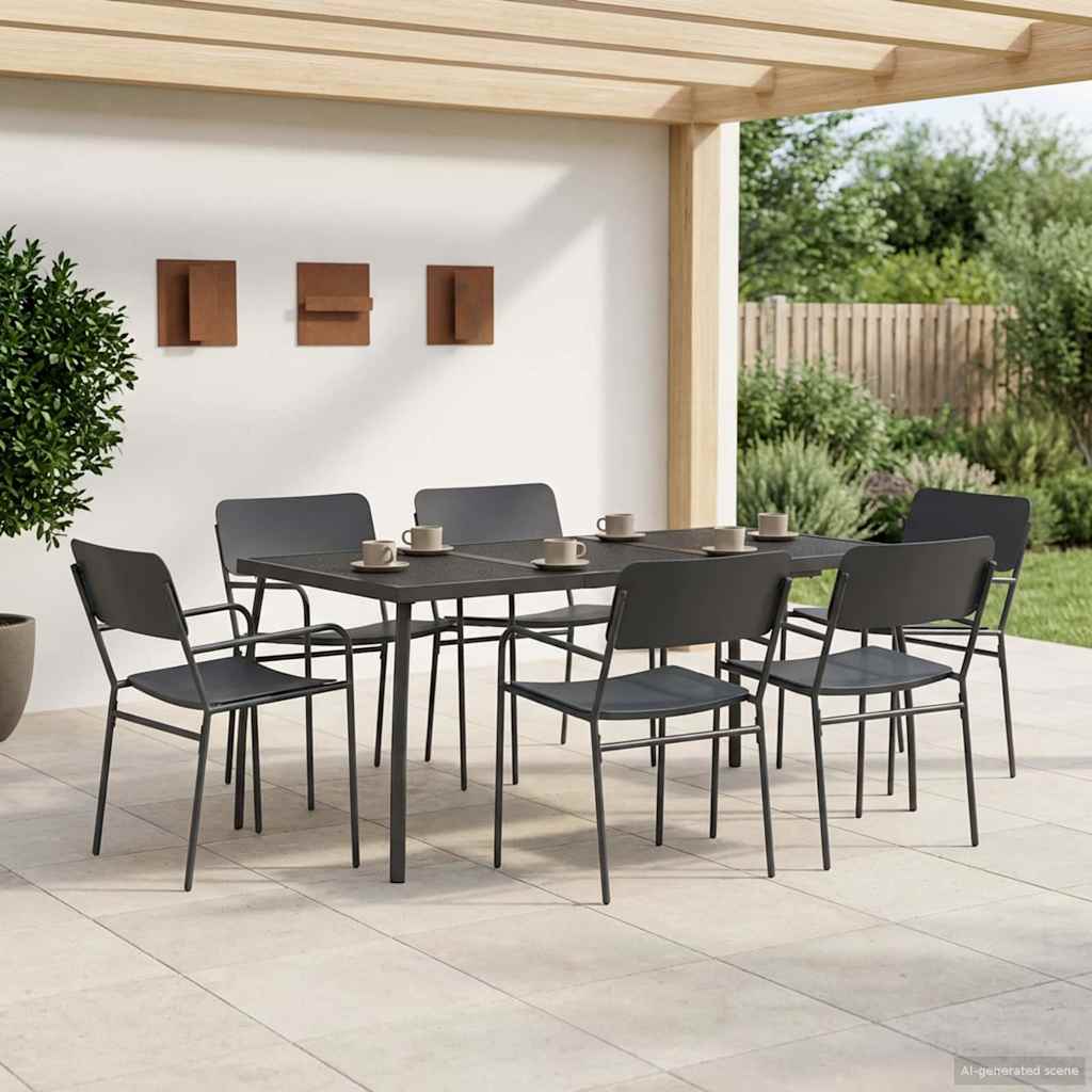 Dining Set 7 pcs Anthracite Steel