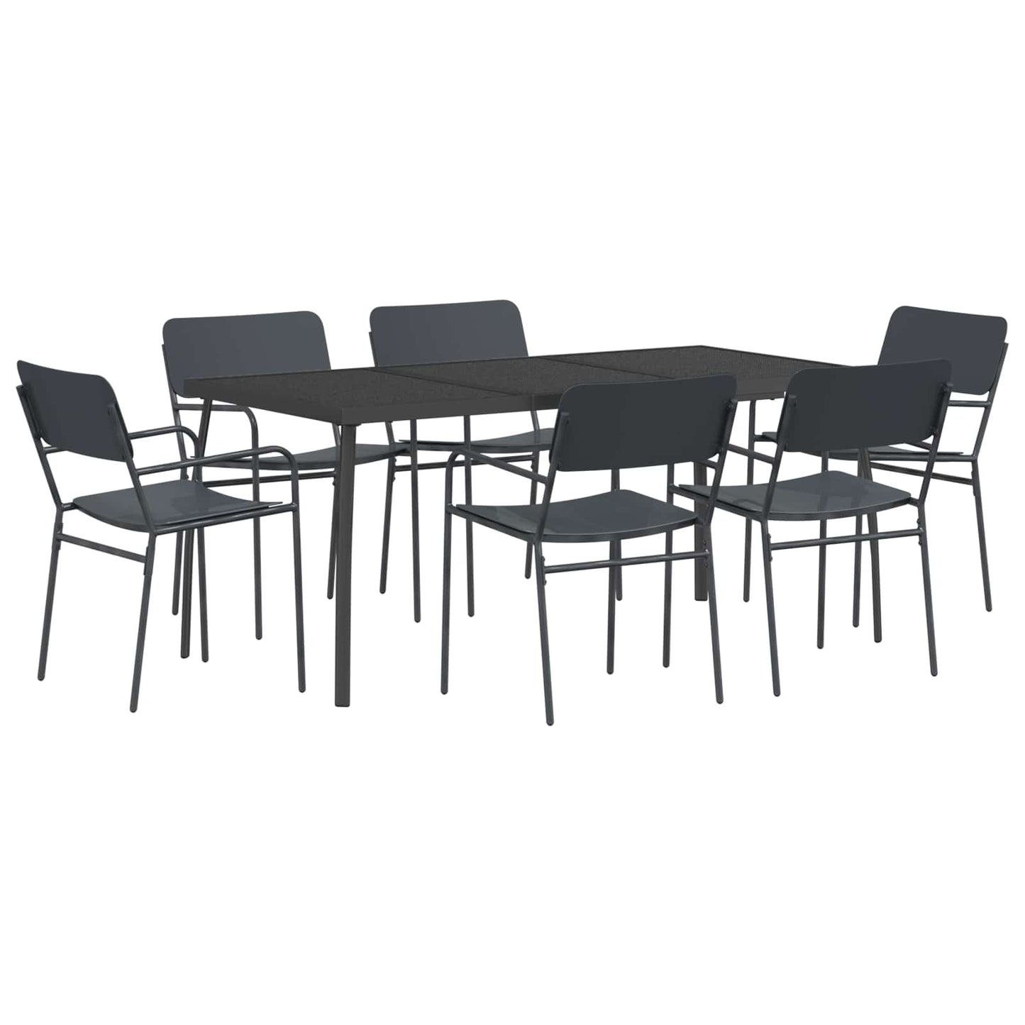 Dining Set 7 pcs Anthracite Steel