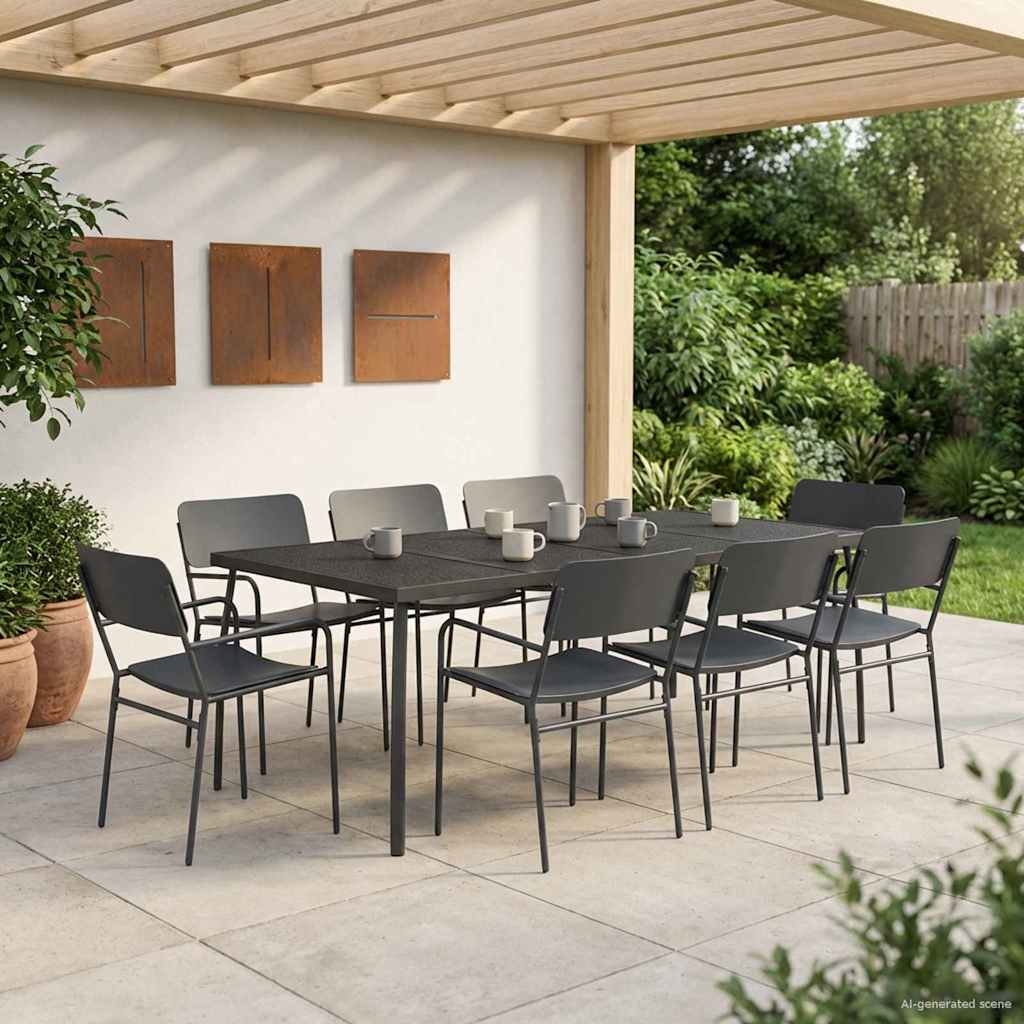 Dining Set 9 pcs Anthracite Steel
