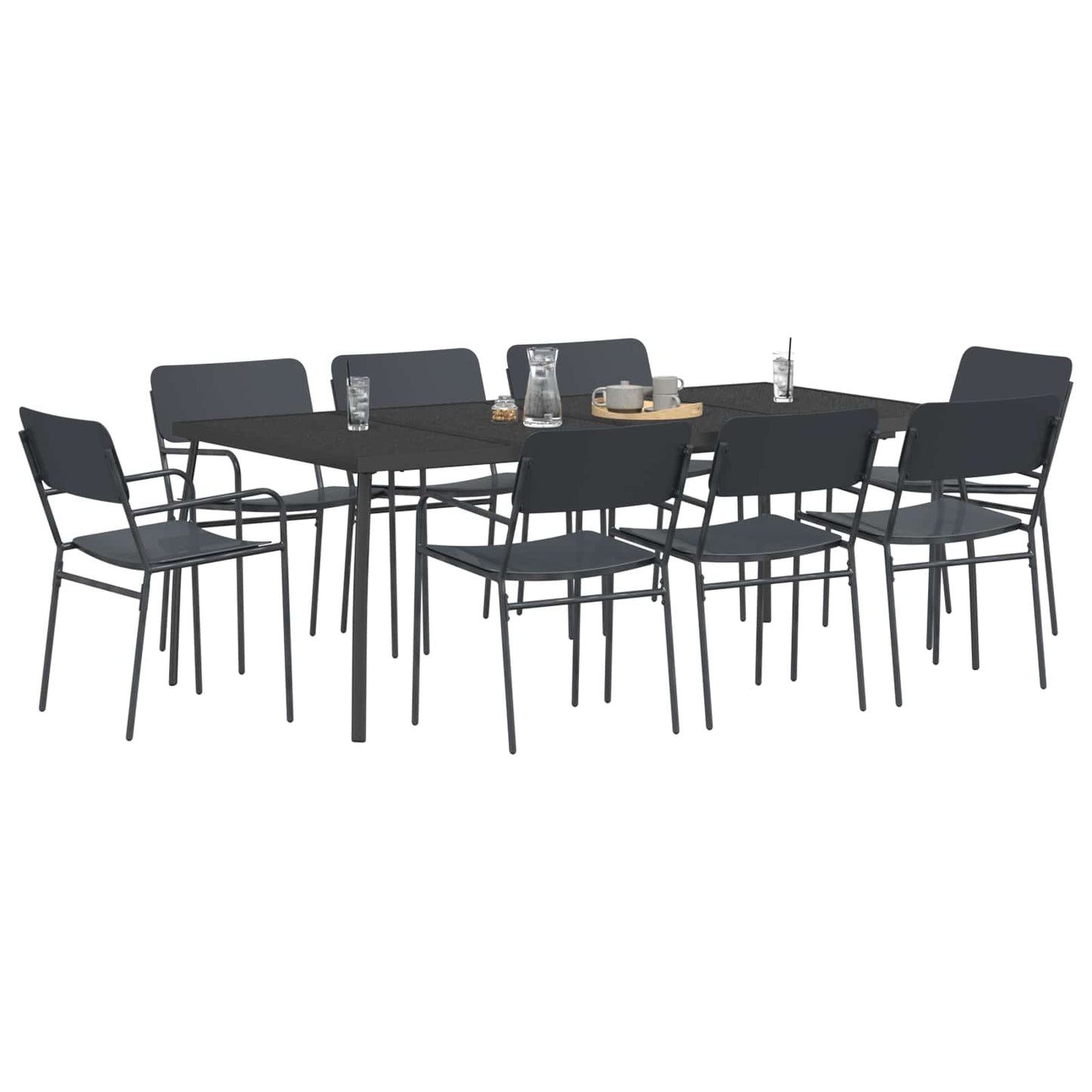 Dining Set 9 pcs Anthracite Steel