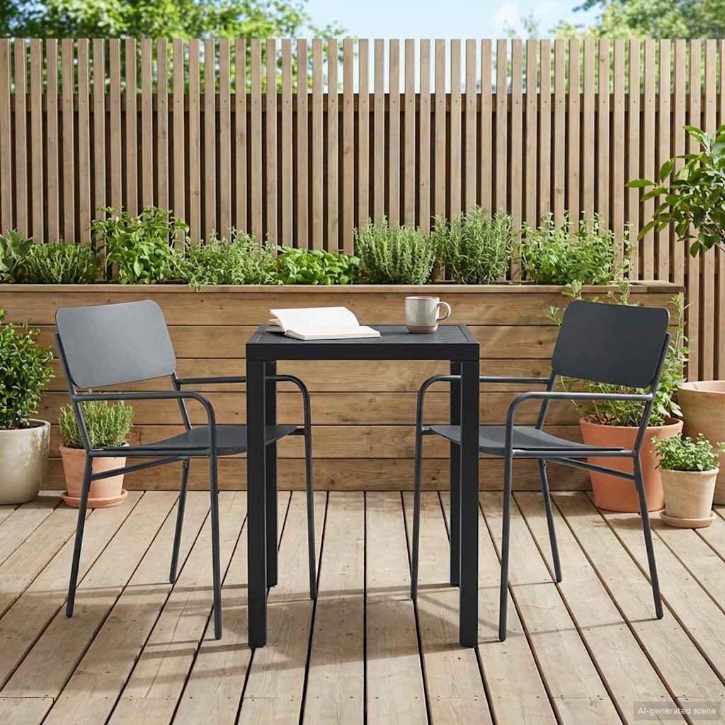 Outdoor Furniture Set 3 pcs Anthracite Steel