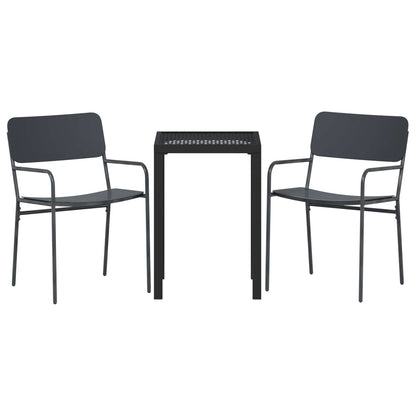 Outdoor Furniture Set 3 pcs Anthracite Steel