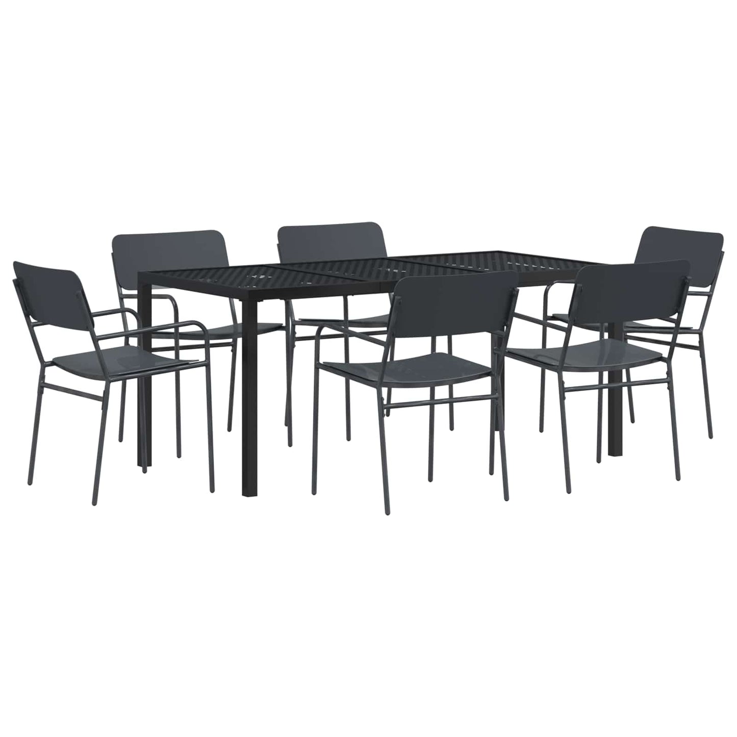 Outdoor Furniture Set 7 pcs Anthracite Steel