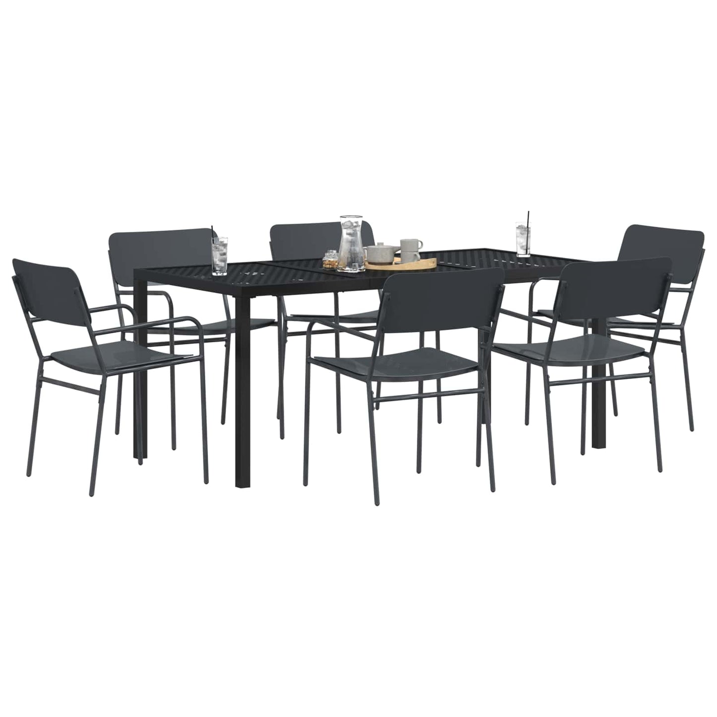 Outdoor Furniture Set 7 pcs Anthracite Steel