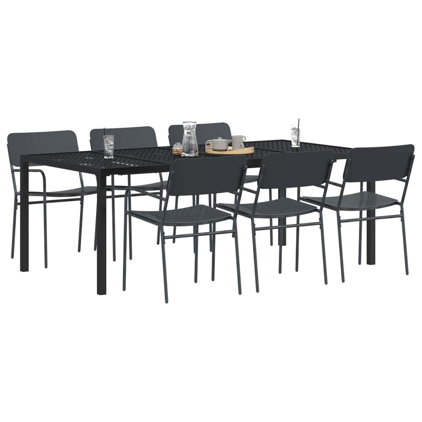 Outdoor Furniture Set 7 pcs Anthracite Steel